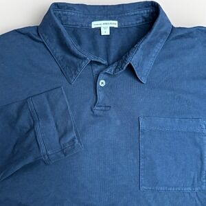 Standard James Perse Jersey Polo Shirt Mens XL 4 Navy Sueded Rugby Made in USA